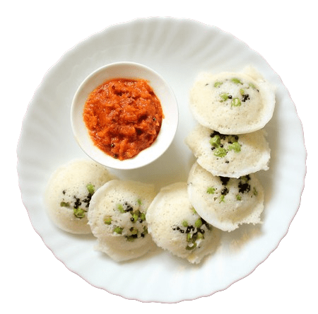 SPROUT IDLY W TOMATO CHUTNEY